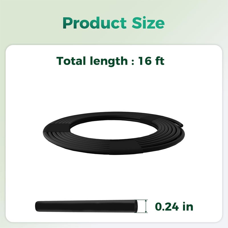 SPONDWILD 16 Ft 1/4 Inch Blank Distribution Tubing - UV Protected Flexible Black Drip Hose, Universal for Garden, Potted Plants & Veggie Beds, Fits Standard Drip Components - Image 2